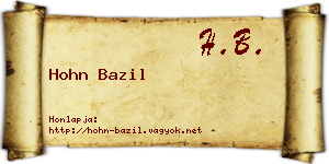 Hohn Bazil névjegykártya